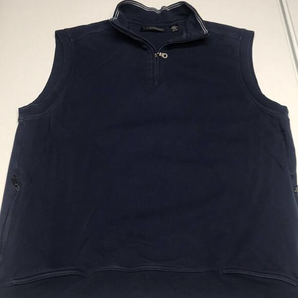 GREG NORMAN GOLF Men’s XL Blue Cotton Shark Vest - Picture 2 of 5